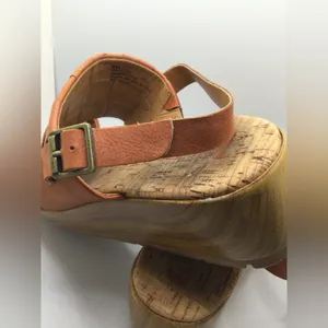 Rare Cute Korks by Kork Ease Tan Leather Wedge Sandals Women's Size US8 thumbnail 2