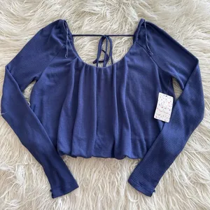 Free People We The Free Bondi Thermal Long Sleeve Top True Blue Size XS thumbnail 2