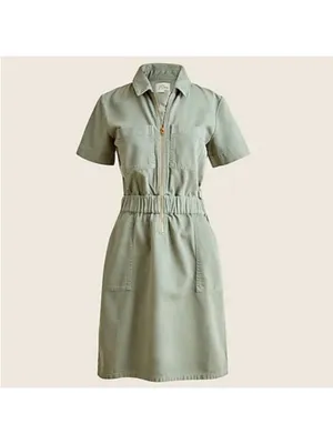 J.Crew Utility Shirt Dress‎ Size 8 Green Zip Front thumbnail 3