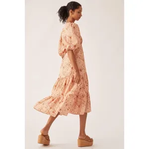 NWT!! Anthropologie HUTCH V-Neck Tiered Wrap Dress Geometric Blockprint Large thumbnail 8