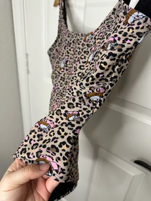 Buccees Tan Pink Cheetah Print Beaver Logo All Over One Piece Swimsuit XS Texas thumbnail 5