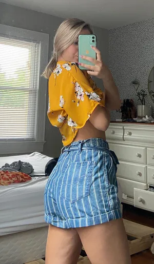 american eagle striped denim shorts thumbnail 2