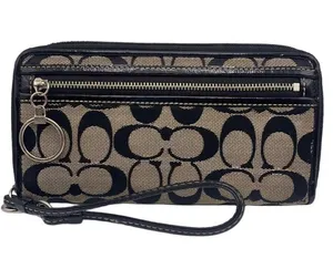 COACH Black Signature Canvas Wristlet Wallet thumbnail 1