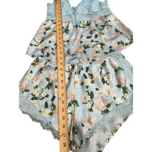 VICTORIA'S SECRET Blue LACE SATIN CAMI Pajama Babydoll S Lounge SET FLORAL I19-1 thumbnail 5