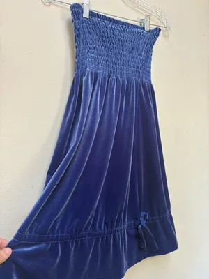 Frenchi Blue Velvet Strapless Mini Dress Small Homecoming Party Coquette thumbnail 4