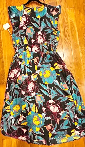 Ryegrass NWT super boho satin effect floral multicolor flowy maxi dress XL thumbnail 17