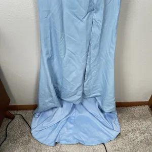NEW Cocomelody Formal Gown Womens 2? Ice Blue Rosette Strapless Maxi Train Prom thumbnail 3