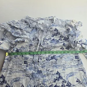 Sugarlips Francine Toile Sky Sammy Ruffle Drop Waist Dress Blue White Small‎ thumbnail 9