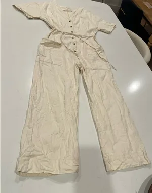 ASOS V-Neck Button-Front Jumpsuit with Drawstring Waist thumbnail 2