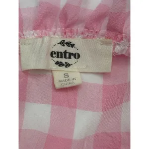 Entro Pink Plaid‎ Checkered Gingham Dress Small Tiered Babydoll Mini Ruffle Neck thumbnail 7