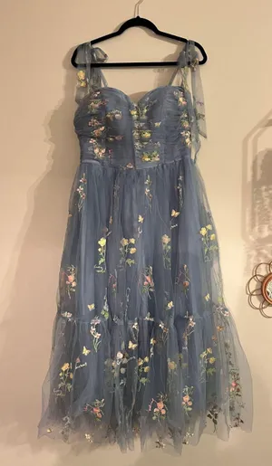 Blue Floral Prom / Formal Dress SZ 18 thumbnail 2