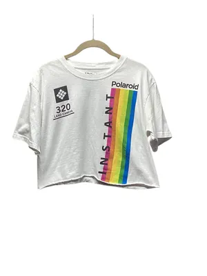 Polaroid 100% cotton cut off crop top with with graphic. Size Medium thumbnail 3