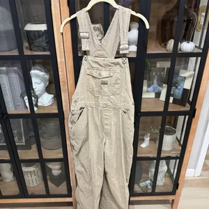 Vintage 2000 Old Navy Overalls corduroy khaki beige long adjustable y2k utility thumbnail 9
