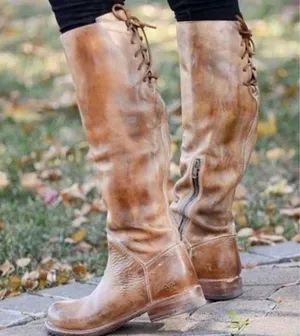 Bed Stu Manchester Cobbler Tall Leather Riding Boots Lace Back Rustic sz 7 thumbnail 1