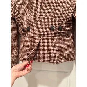 American‎ Eagle Houndstooth Wool Cropped Blazer Jacket Y2K Academia Preppy thumbnail 6