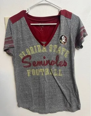 G-III 4Her Florida State Seminoles Football V-Neck T-Shirt Womens L (F) thumbnail 1