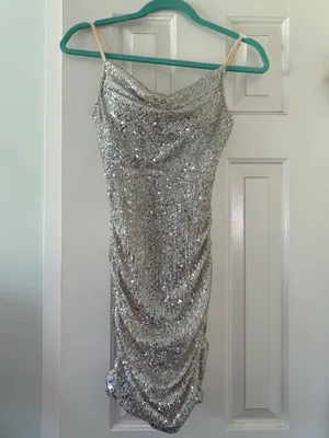 Hello Molly Silver Cowl Neck Dress thumbnail 3