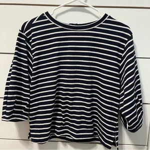 Maeve By Anthropologie Navy Blue & White Stripe Top NWT thumbnail 2