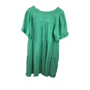 Umgee Green Tiered Frayed Hem V‎ Neck Short Sleeve Casual Dress Size Medium thumbnail 5