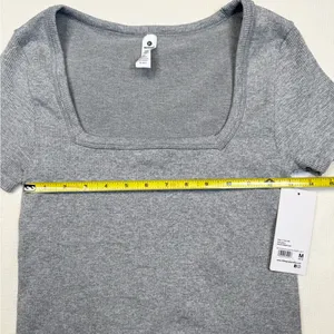 90 Degree by Reflex Top Womens M Gray Ribbed Seamless Square Neck Stretch Size M thumbnail 5