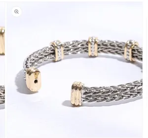 Square Ponytail Crystal 2T Bangle Bracelet Silver thumbnail 7