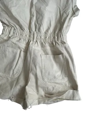 ZARA Women's Beige Buttoned Romper Size Medium thumbnail 9