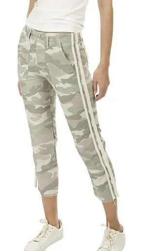 Mother The Shaker Chop Crop Fray Pants Womens 25 Camo Stripe Desert Print thumbnail 1