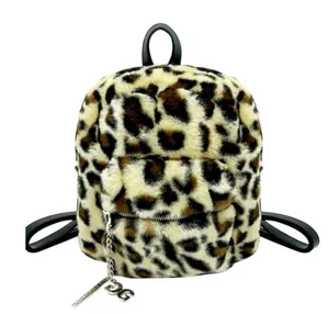 Gilda Paris Leopard Print Faux Fur Mini Backpack One Size Beige Brown NWT thumbnail 1