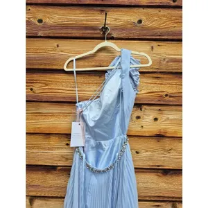 Mac Duggal Blue Size 4 Pleated Ruffle One Shoulder Maxi Gown Dress thumbnail 14