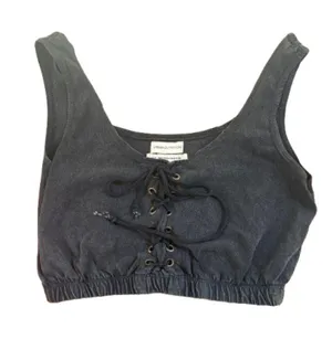 URBAN OUTFITTERS Black Washed Denim Lace Up Corset Tank Top Size Small thumbnail 1