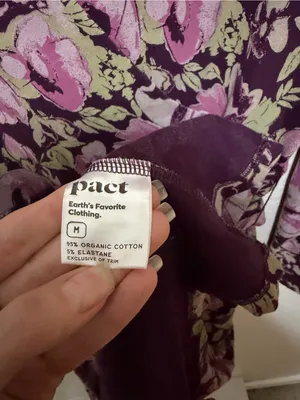 Pact Fit & Flare Wrap Dress Medium Berry Jam Floral Organic Cotton thumbnail 7