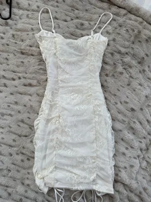 Princess Polly White Ruched Mini Dress thumbnail 2