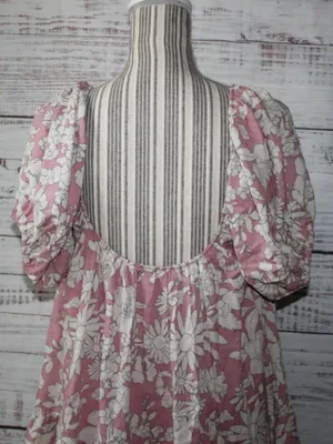 By Together Boho Floral Mini Dress Baby Doll Square Neck Short Sleeve Small thumbnail 6
