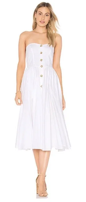 Free People Women's Perfect Peach‎ Poplin Midi Dress White Large NWT SOLD OUT! thumbnail 1
