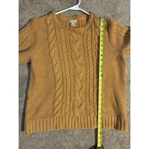 amber-brown L.L.Bean cable-knit crewneck sweater XL thumbnail 6