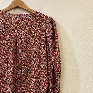 AFRM Nora Floral Bodysuit in Red‎ Ditsy Long Sleeves Size M thumbnail 7