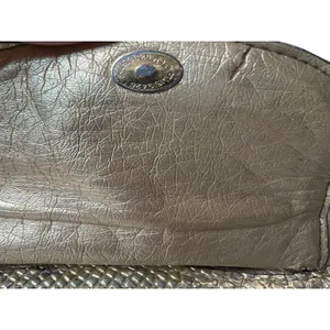 vintage Versace Parfums gold cosmetic clutch bag makeup metallic snakeskin thumbnail 6