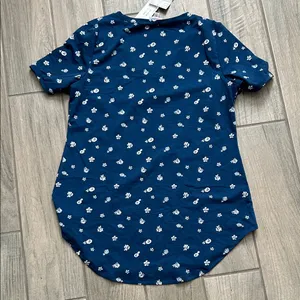 LuLaRoe Navy Blue Floral Short Sleeve Top thumbnail 6
