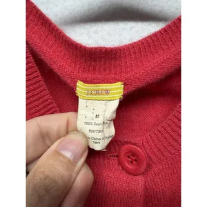 J CREW 100% cashmere short-sleeve cardigan in Size Medium Red 2 Button thumbnail 2
