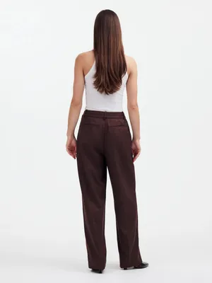 Madewell Slouchy Straight Pant Drapey Twill Wide Leg Trousers Linen Brown Size 6 thumbnail 2
