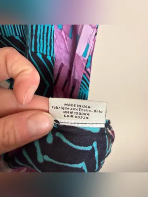 Tucker Abstract Chevron Tunic Purple, Teal Black Silk Blend Women’s top size L thumbnail 6
