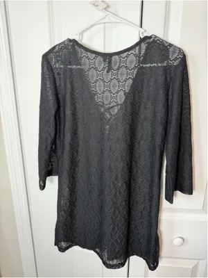 Portocruz Black Lace-Up Swim Coverup S EUC thumbnail 2