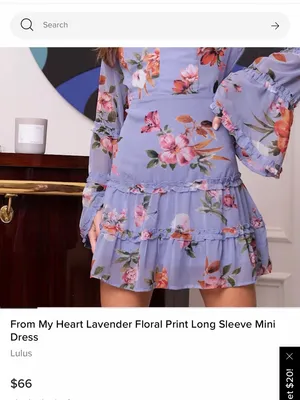 Lulus Women’s From My Heart Lavender Floral Print Long Sleeve Mini Dress Size S thumbnail 3