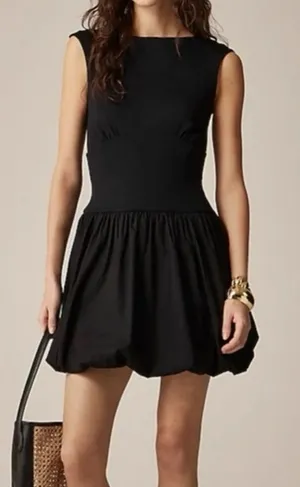 J. Crew Black Sleeveless Bubble-Hem Mini Dress thumbnail 1