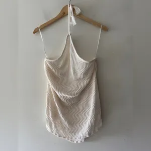 Old Navy Fitted Halter Cropped Sweater White Open Knit Beachy‎ Top XL Tall thumbnail 2