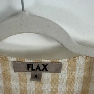 Flax 100% Linen Beige Tan Gingham Midi Dress Coastal Lagenlook Womens Small thumbnail 5