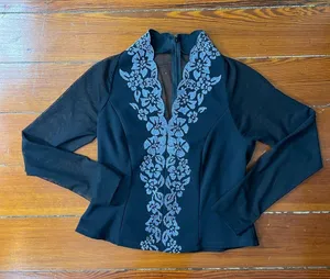 Vintage Beaded Sheer Festive Witchy Whimsy Goth Floral Beaded Top Sz Small thumbnail 9