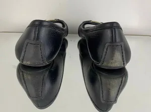 Black Leather Clines Peep-Toe Ballerina Flats thumbnail 4