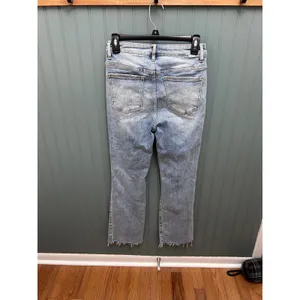 Risen Jeans Women 7/28 Light Wash Distressed High Rise Straight Leg RDP5517 Blue thumbnail 4