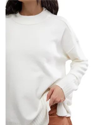 Free People Women’s Pullover Sweater in Stark White Size Medium NWT thumbnail 2